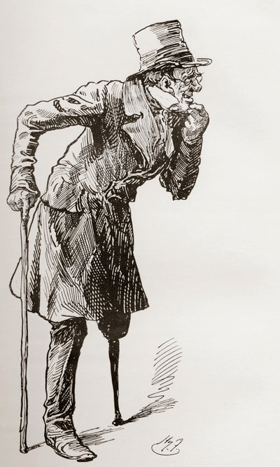 Silas Wegg op weg naar de Bower door Harry Furniss