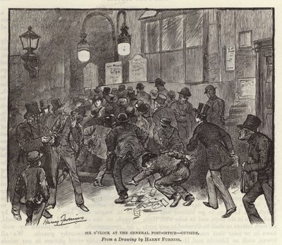 Zes uur bij het hoofdkantoor van de post door Harry Furniss