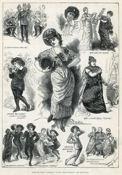 Schetsen van Patience in de Opera Comique door Harry Furniss