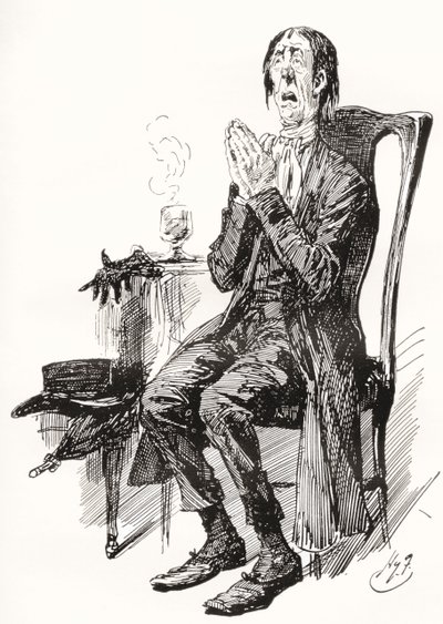 Stiggins. Illustratie door Harry Furniss voor de Charles Dickens roman The Pickwick Papers, uit The Testimonial Edition, gepubliceerd 1910. door Harry Furniss