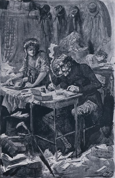 De bedelbriefschrijver (litho) door Harry Furniss