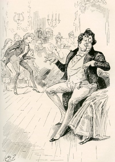 The Turveydrops, Senior en Junior. Illustratie door Harry Furniss voor de roman Bleak House van Charles Dickens, uit The Testimonial Edition, uitgegeven 1910. door Harry Furniss