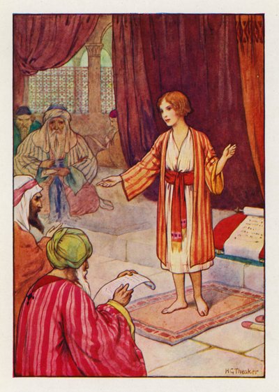 Na drie dagen vonden ze hem in de Tempel (kleurenlitho) door Harry George Theaker