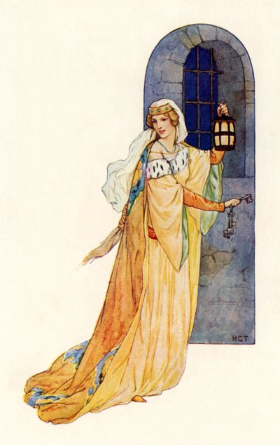 "Volg mij!" zei het meisje (kleurenlitho) door Harry George Theaker