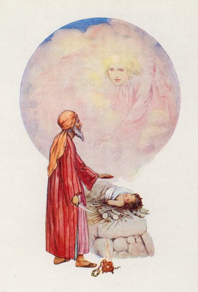 "Leg uw hand niet op de jongen" (kleurenlitho) door Harry George Theaker