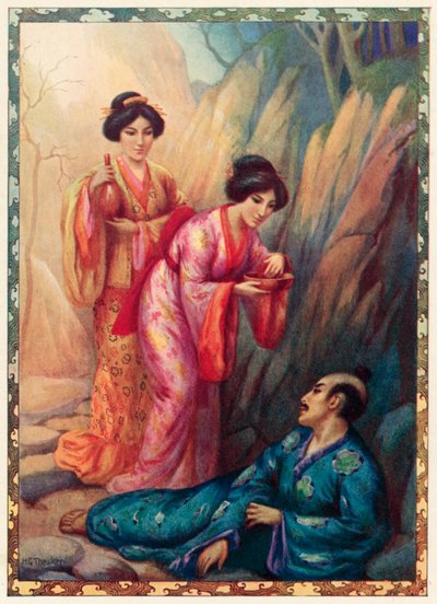 Princess Shell en Princess Clam Cure Ohkuni (kleurenlitho) door Harry George Theaker