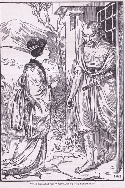 De prinses ging naar voren naar de Sentinels (litho) door Harry George Theaker