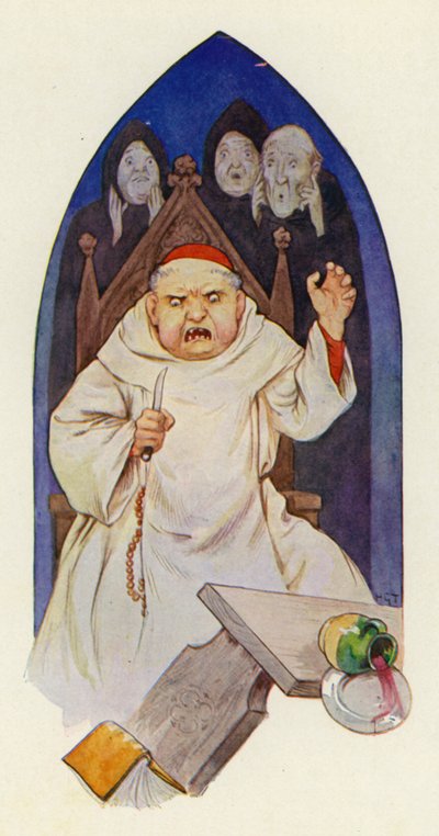 Ze zeggen dat Abt Hugo raasde van woede (kleurenlitho) door Harry George Theaker