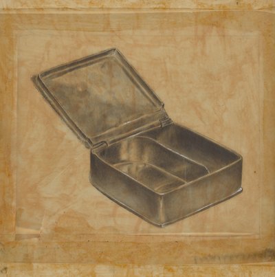 Pewter doos met twee compartimenten door Harry Goodman