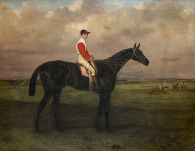Chippendale-een renpaard met jockey op Newmarket Racecourse, ca. 1874 door Harry Hall
