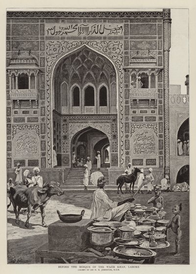 Voor de Moskee van de Wazir Khan, Lahore door Harry Hamilton Johnston