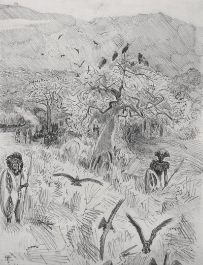 Masai Kamp, c.1884 door Harry Hamilton Johnston