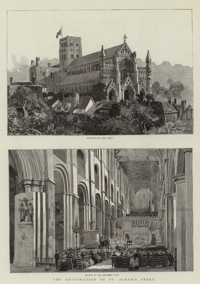 De restauratie van de abdij van St. Albans door Harry Hine