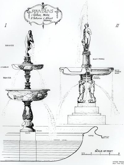 Fonteinen, Wilton House, Wiltshire en Victoria and Albert Museum, Londen door Harry Inigo Triggs
