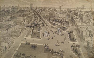Brooklyn Plaza van de Manhattan Bridge, c.1917 door Harry M. Pettit