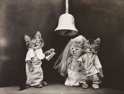 Kittieserie: Bruiloft, ca 1914 (zilverdruk) door Harry Whittier Frees