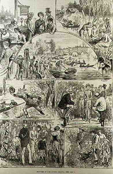 Schetsen bij de Henley Regatta, uit The Illustrated London News, 7 februari 1881 door Harry after Furniss