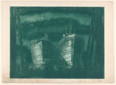 Twee barken door Harry van Mook (signed by artist)