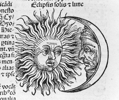 Eclips beschreven door Hartmann Schedel in de Neurenberg Kroniek door Hartmann Schedel