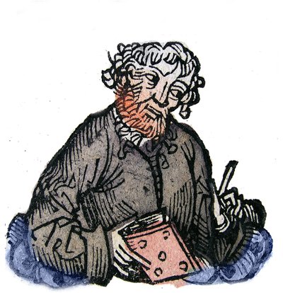 Portret van Juvenal, Latijnse satirische dichter uit het einde van de 1e eeuw. Houtsnede uit 