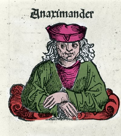Representatie van Anaximandros of Anaximander De Miletus (610 - 547 v.Chr.), Griekse filosoof, wiskundige en astronoom. Houtsnede uit 