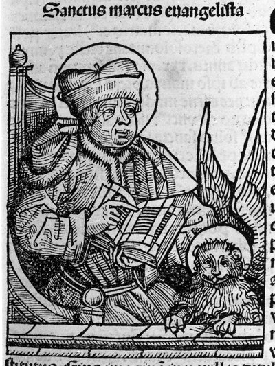 Afbeelding van de evangelist Sint Marcus. Gravure uit 