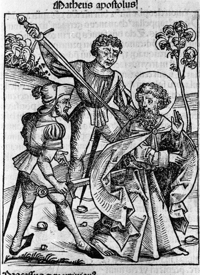 Afbeelding van de evangelist Sint Mattheüs. Gravure uit 