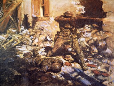 Straatgevechten in een dorp aan de Marne door Harvey T. Dunn