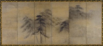 Pijnbomen in maanlicht door Hasegawa Tohaku