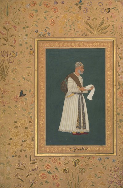 Portret van Mulla Muhammad Khan Vali van Bijapur, Folio uit het Shah Jahan Album, recto: ca. 1620 door Hashim