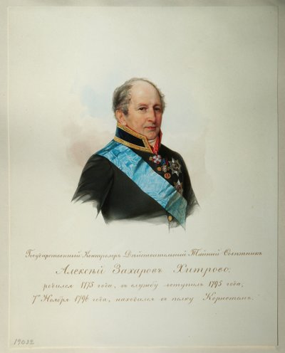 Portret van Alexei Zakharovich Khitrovo 1776-1854 Uit het album van de Keizerlijke Wacht, 1846-1849 door Hau
