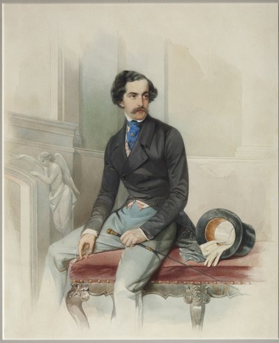 Portret van Alexey Arkadyevich Stolypin Mongo 1816-1858, 1845 door Hau