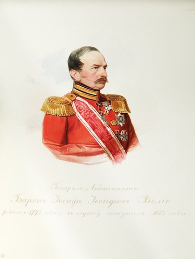 Portret van Baron Iosif Iosifovich von Velio 1795-1867 Uit het Album van de Keizerlijke Huzaren, 1846-1849 door Hau