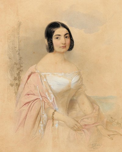 Portret van Gravin Marie von Tattenbach, née von Lion, 1840 door Hau
