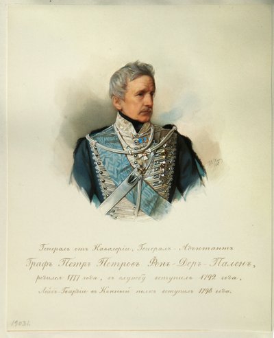 Portret van generaal graaf Peter Petrovich von der Pahlen uit het album van de Keizerlijke Huzaren door Hau