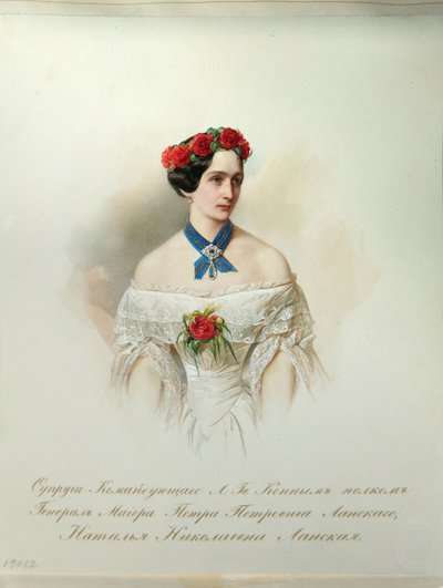 Portret van Natalia Pushkina-Lanskaya Uit het Album van de Keizerlijke Huzaren, 1846-1849 door Hau