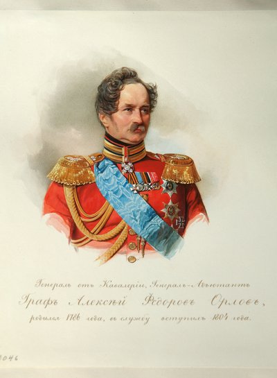 Portret van Prins Alexey Fyodorovich Orlov 1787-1862 uit het Album van de Keizerlijke Paardengarde, 1846-1849 door Hau