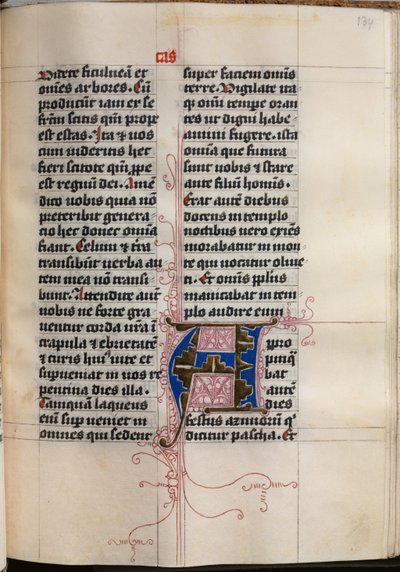 Evangelieboek met Evangelistenportretten: Gedecoreerde Initiaal door Hausbuch Master