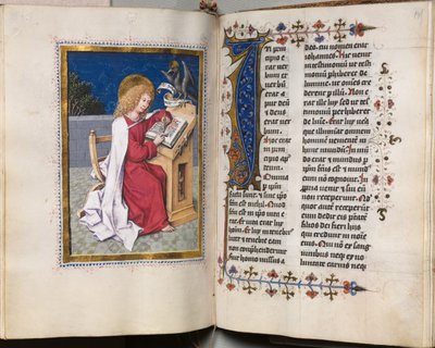 Evangelieboek met Evangelistenportretten: Gedecoreerde Initiaal door Hausbuch Master