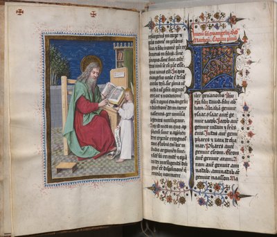 Evangelieboek met Evangelistenportretten: Gedecoreerde Initiaal door Hausbuch Master