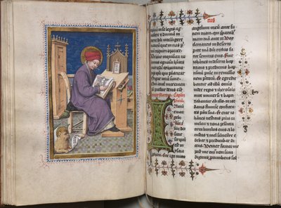 Evangelieboek met Evangelistenportretten: Gedecoreerde Initiaal door Hausbuch Master