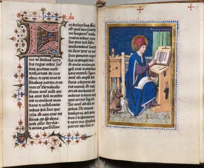 Evangelieboek met Evangelistenportretten: Gedecoreerde Initiaal door Hausbuch Master