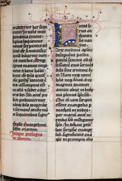 Evangelieboek met Evangelistenportretten: Gedecoreerde Initiaal, ca. 1480 door Hausbuch Master