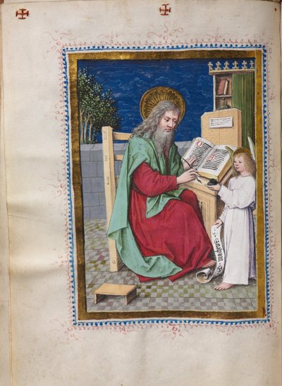 Evangelieboek met Evangelistenportretten: Sint Matteüs door Hausbuch Master