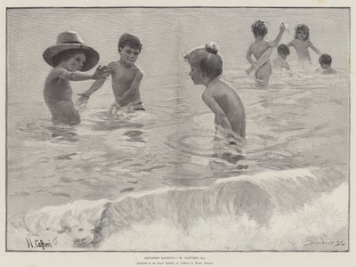 Kinderen die baden door Hector Caffieri