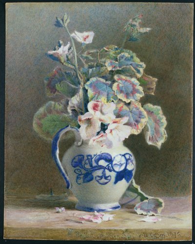 Geraniums in een Chinese Kan, 1875 door Hector Caffieri