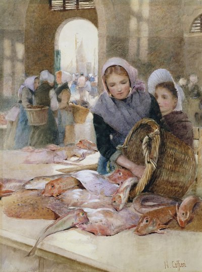 Vrouwen op de Vismarkt, Boulogne door Hector Caffieri