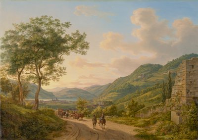 Een landschap bij het Comomeer door Heinrich Adam
