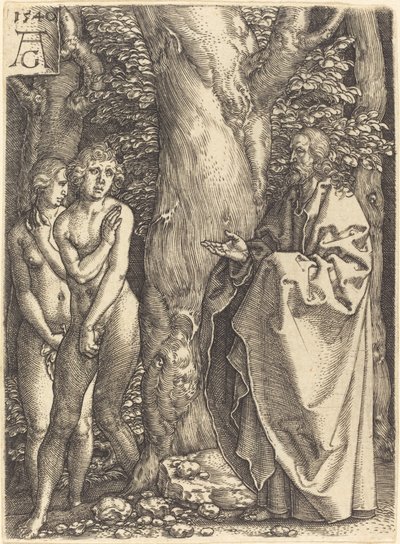 Adam en Eva Verbergen Zichzelf, 1540 door Heinrich Aldegrever
