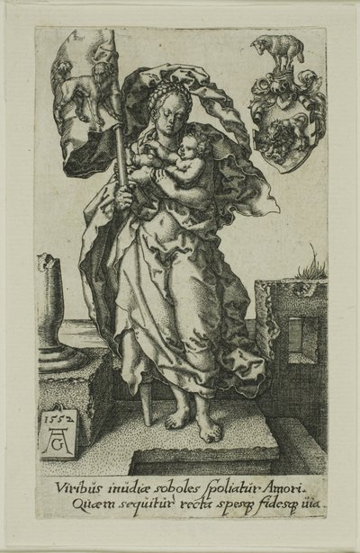 Mededogen, uit de Deugden door Heinrich Aldegrever